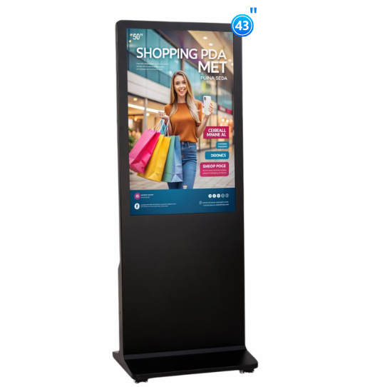 43" I-Frame Digital Standee Smart Commercial Digital Signage Display with Castor Wheels