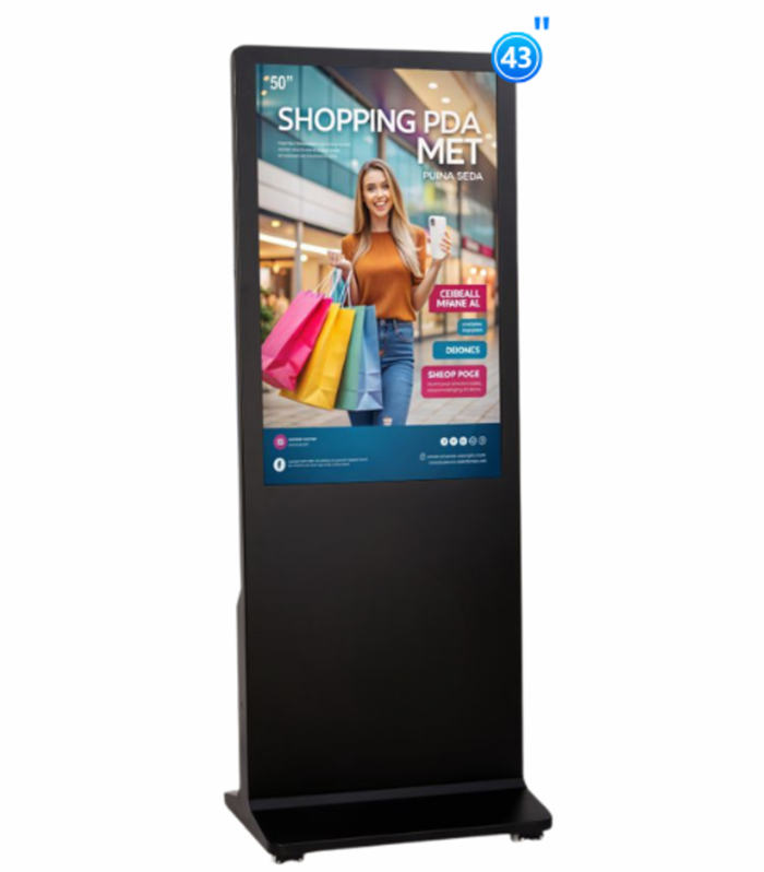 43" I-Frame Digital Standee Smart Commercial Digital Signage Display with Castor Wheels