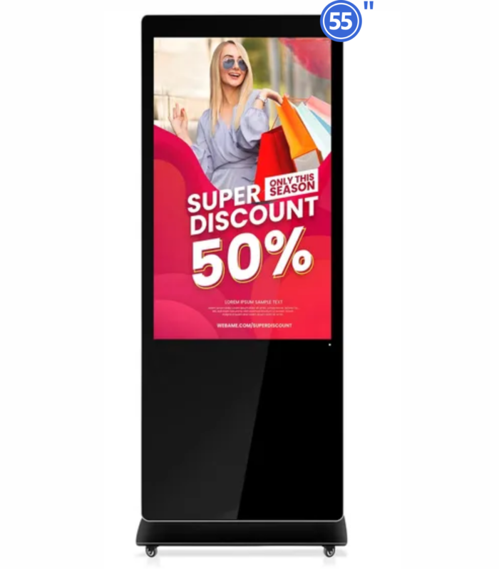 55" I-Frame Digital Standee Smart Commercial Digital Signage Display with Castor Wheels