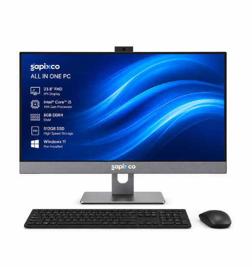 SAPIXCO All-in-One PC 23.8" FHD | Intel Core i5 N100 | 8GB RAM | 512GB SSD.