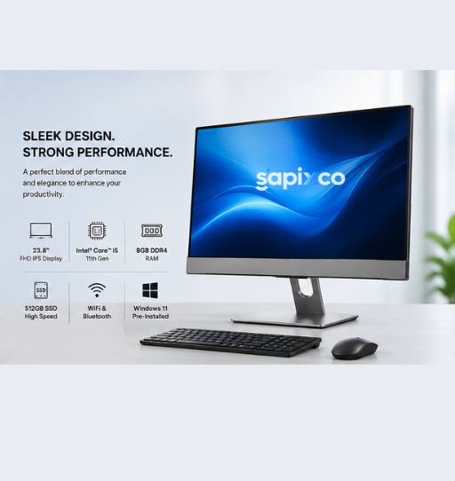 SAPIXCO All-in-One PC N100 | 23.8" FHD Display | 8GB RAM | 256GB SSD